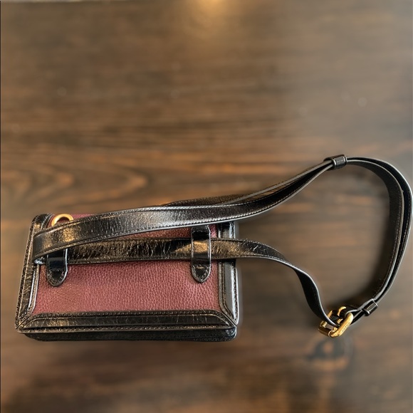 Coach Riley Convertible Bag Waist Belt Black Plum Pebbled Leather Bag - Picture 12 of 16